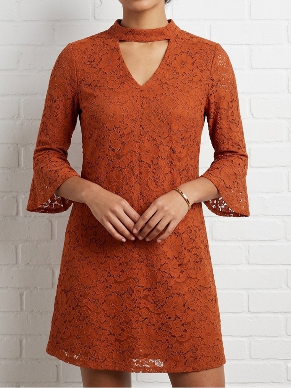 Altar’d State Rust Lace Mini Dress Cottagecore Boho Romantic Small